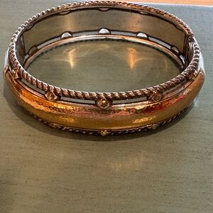 Brighton Two-Tone Hammered Rope Bangle Bracelet - Gold & Rose